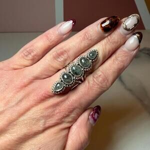 Green Rutile in Quartz Multi-Stone Ring: 925 Sterling Silver • Size 7